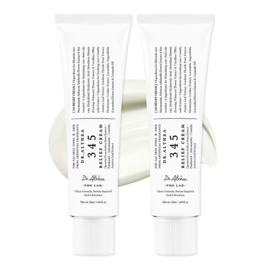 Dr.Althea 345 Crema Calmante | Hidratante Diario para el Rostro | Cuidado Calmante para Imperfecciones | Recuperación Suavizante y Hidratación con Niacinamida y Pantenol | Cuidado de la Piel Vegano Coreano para Todo Tipo de Pieles | 50 ml (Paquete de 2)