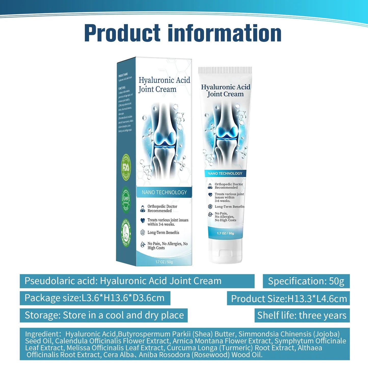 Hyaluronic Joint Cream — Nano Technology Deep Repair